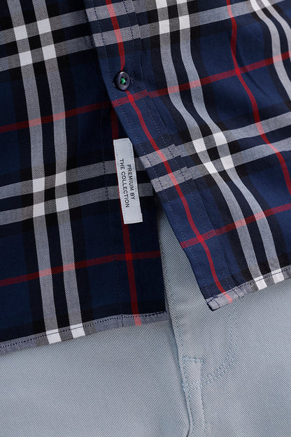 ROYAL BLUE COTTON CHECK SHIRT