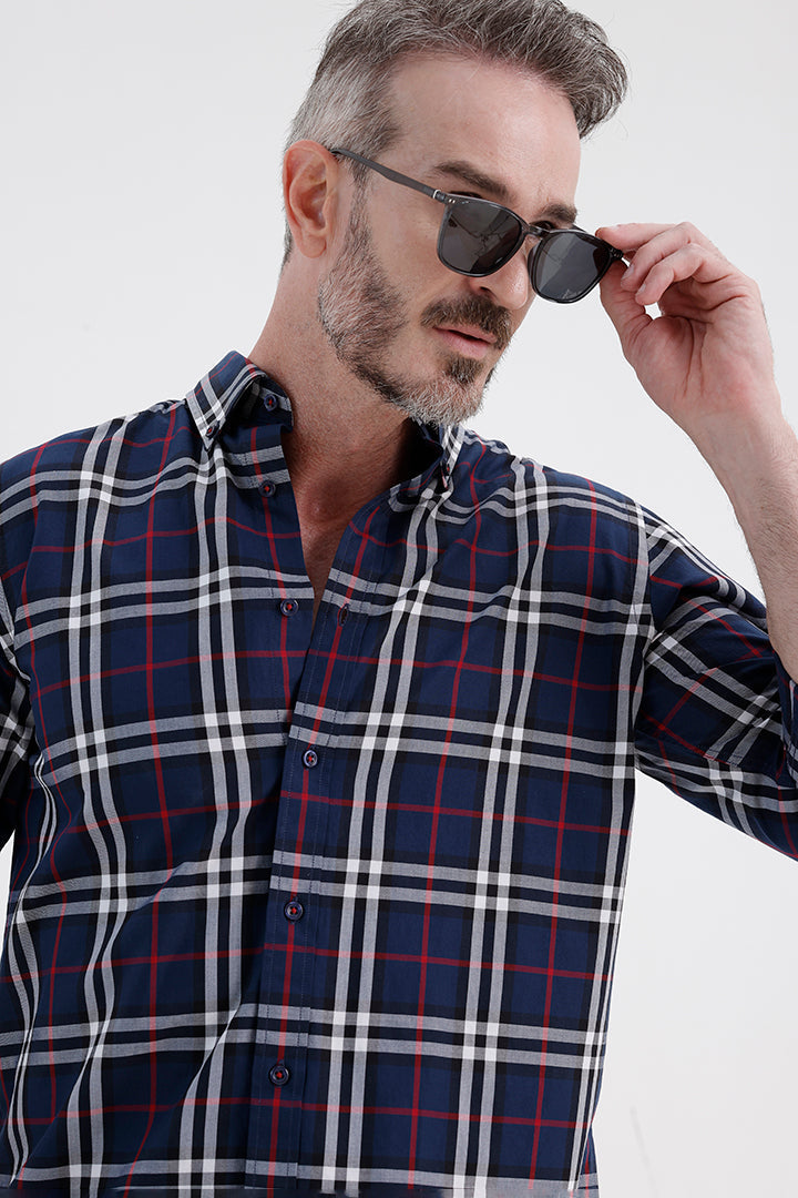 ROYAL BLUE COTTON CHECK SHIRT
