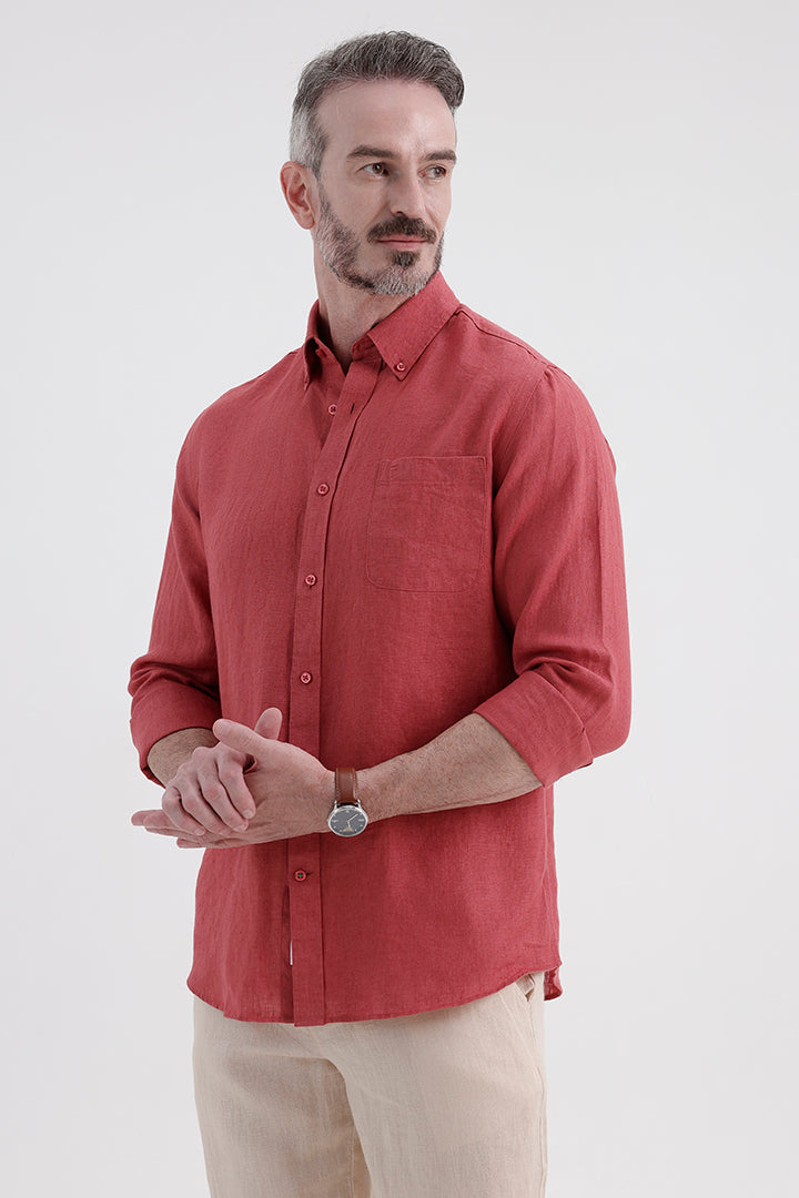 DUSTY RED LINEN SHIRT