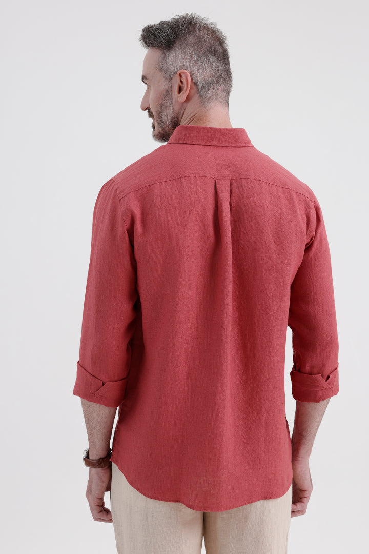 DUSTY RED LINEN SHIRT