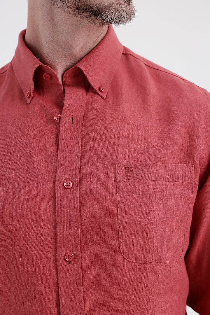 DUSTY RED LINEN SHIRT