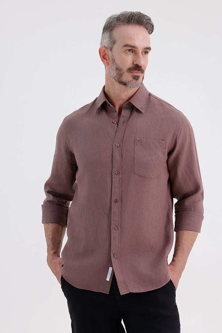 GRAPE BROWN LINEN SHIRT