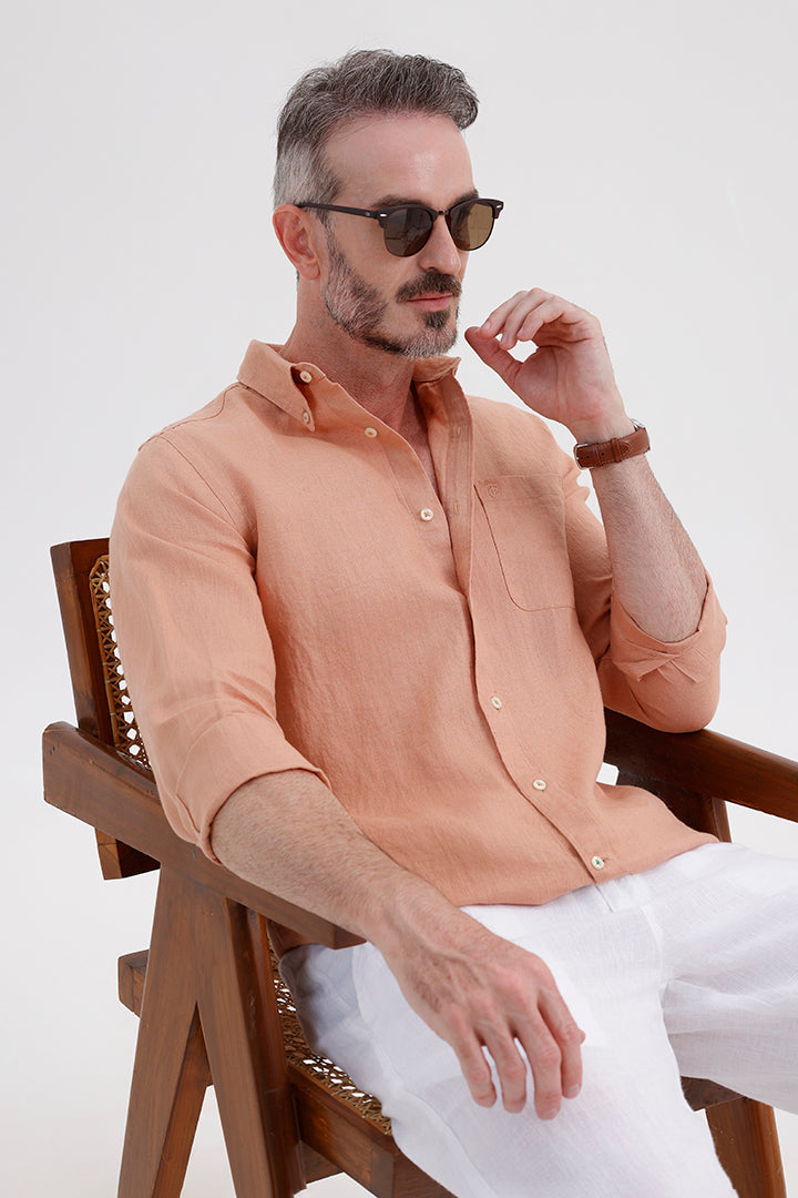 LIGHT SALMON LINEN SHIRT