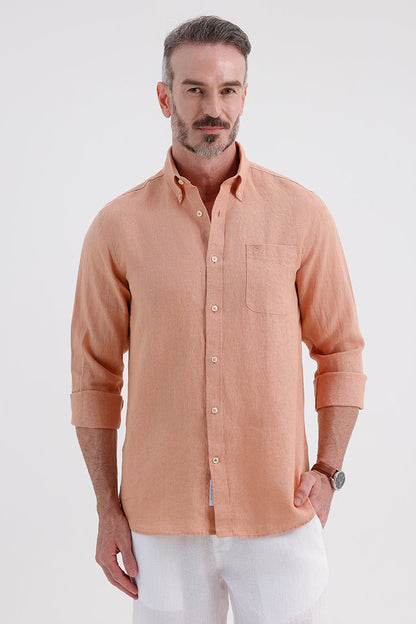 LIGHT SALMON LINEN SHIRT