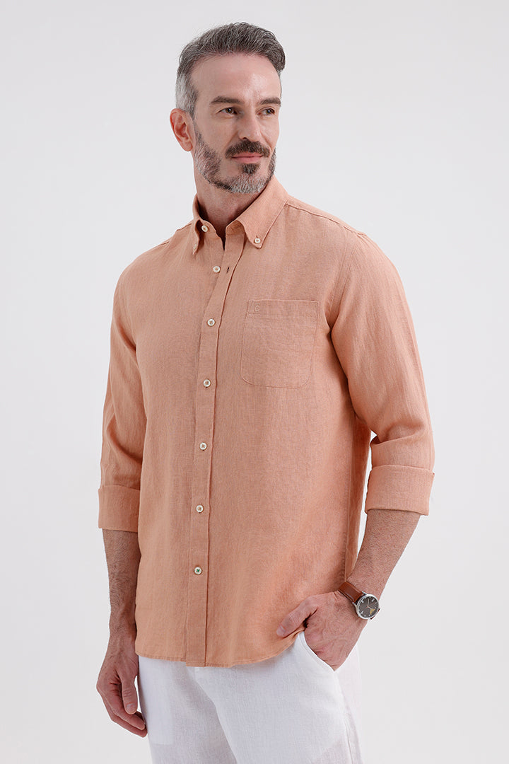 LIGHT SALMON LINEN SHIRT