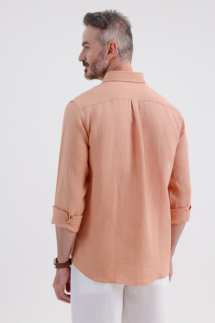 LIGHT SALMON LINEN SHIRT