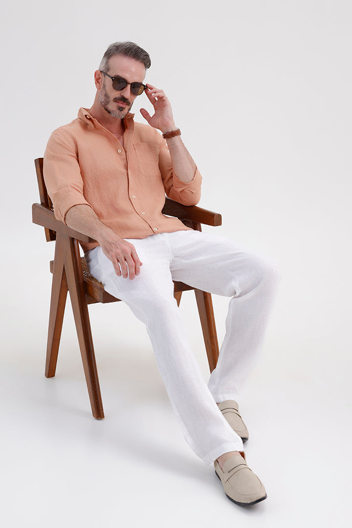 LIGHT SALMON LINEN SHIRT