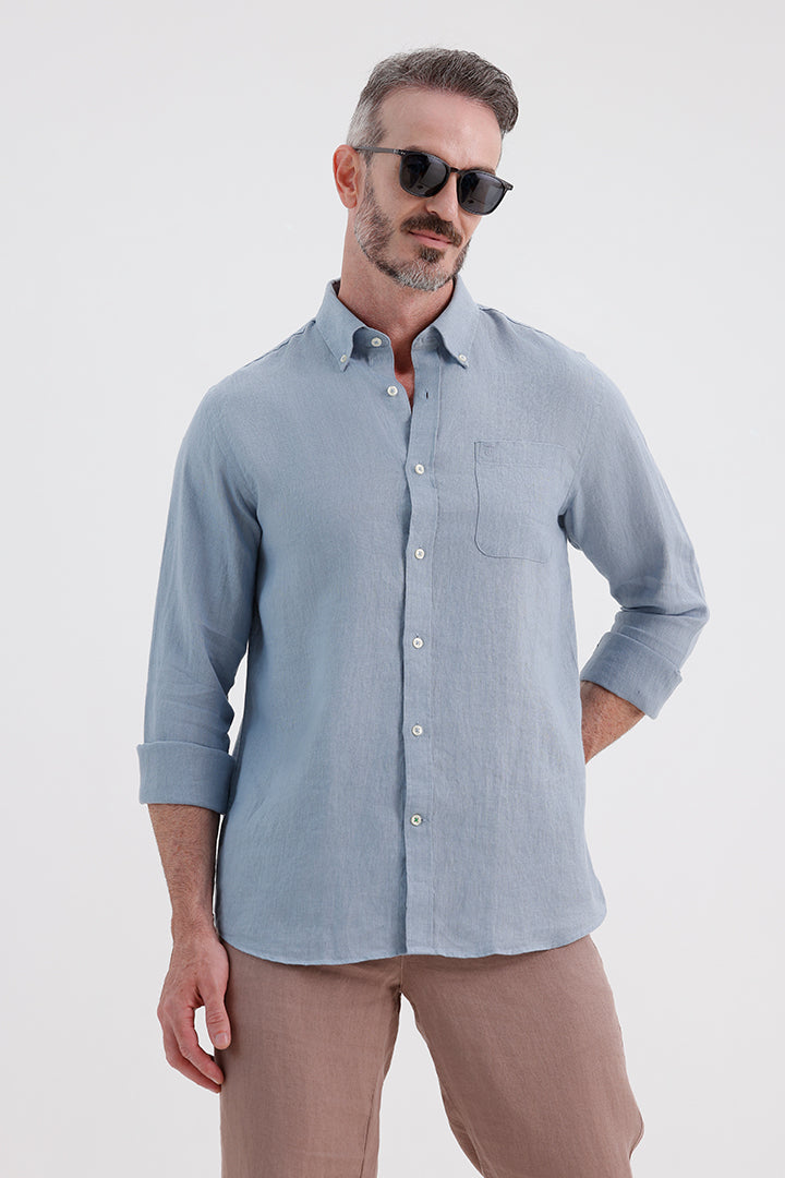 SLATE BLUE LINEN SHIRT