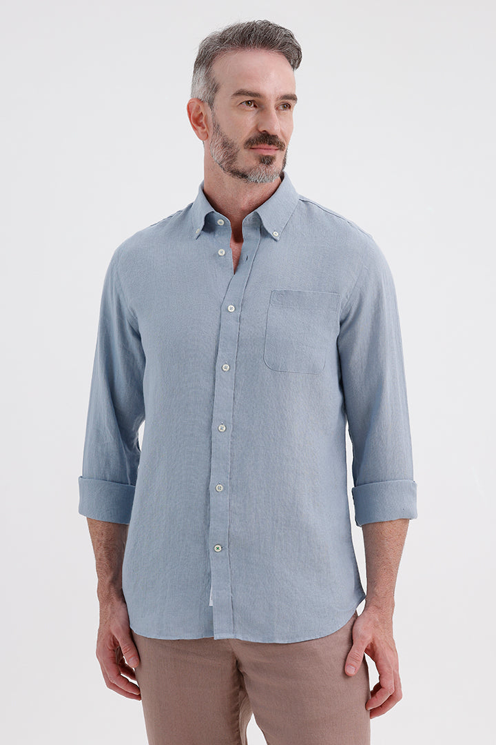 SLATE BLUE LINEN SHIRT
