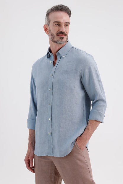 SLATE BLUE LINEN SHIRT