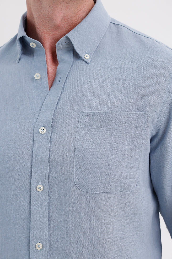 SLATE BLUE LINEN SHIRT