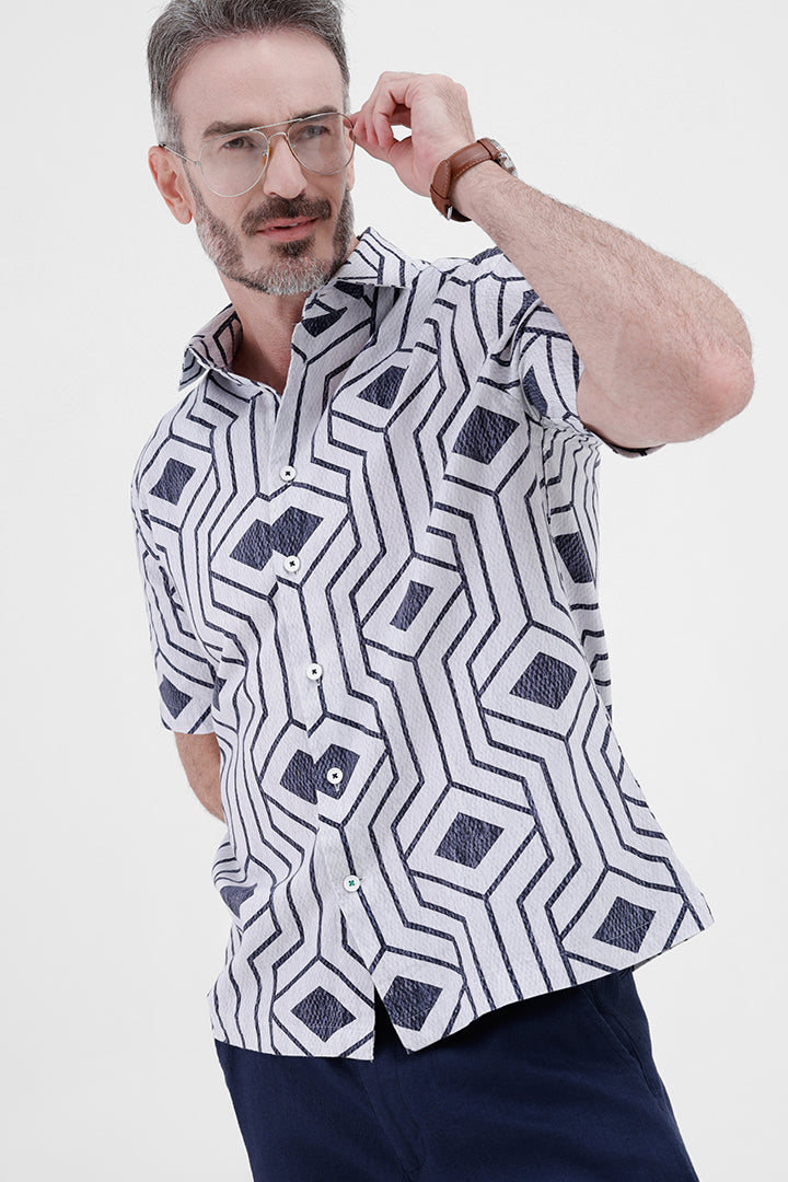 PURPLE GEOMETRIC
COTTON LINEN PRINT SHIRT