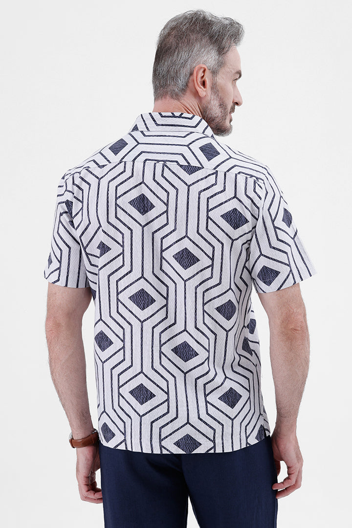 PURPLE GEOMETRIC
COTTON LINEN PRINT SHIRT