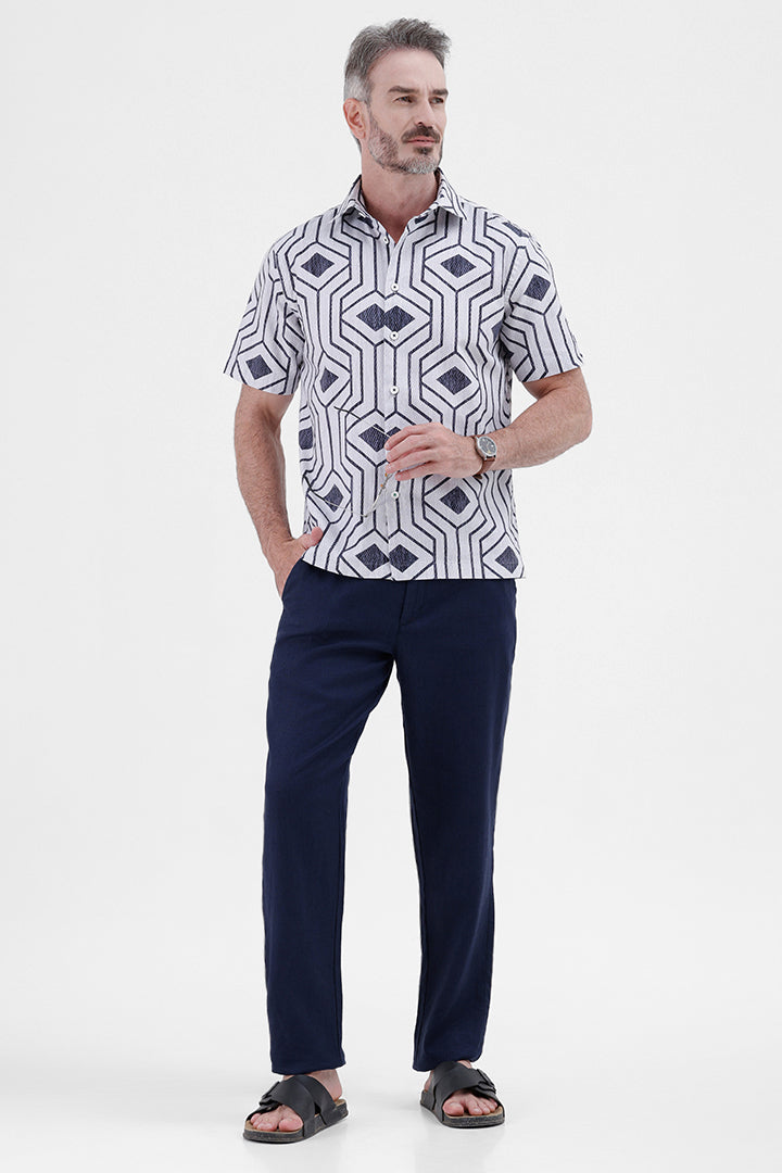 PURPLE GEOMETRIC
COTTON LINEN PRINT SHIRT