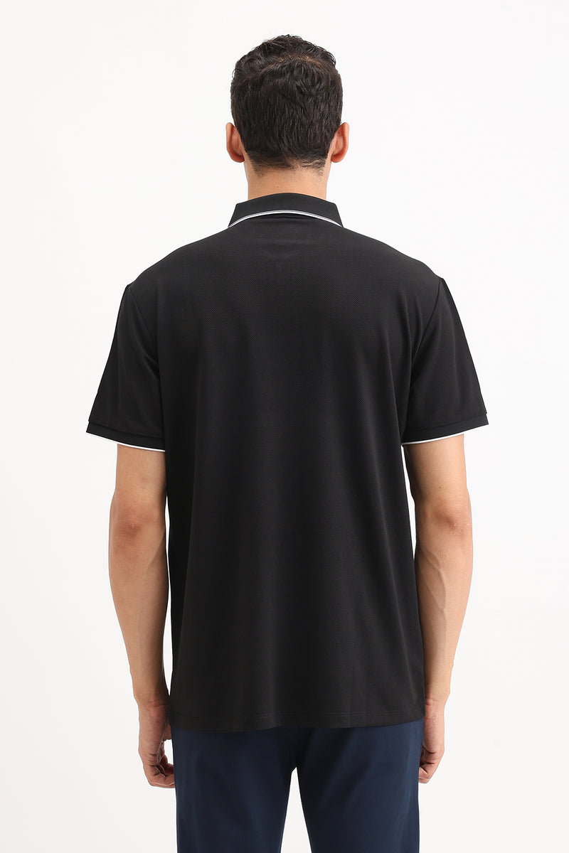 PLAIN ZIPPER POLO T-SHIRT