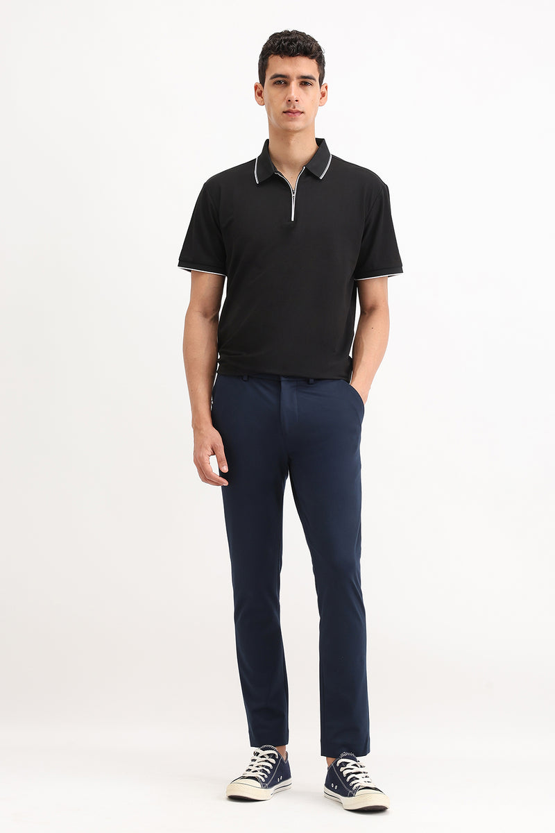 PLAIN ZIPPER POLO T-SHIRT