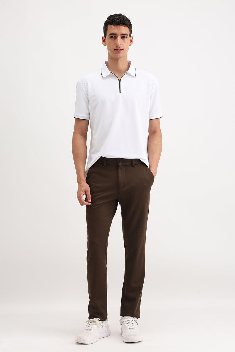 PLAIN ZIPPER POLO T-SHIRT