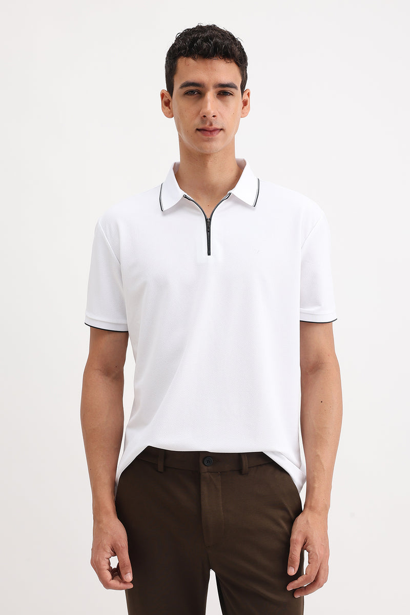 PLAIN ZIPPER POLO T-SHIRT