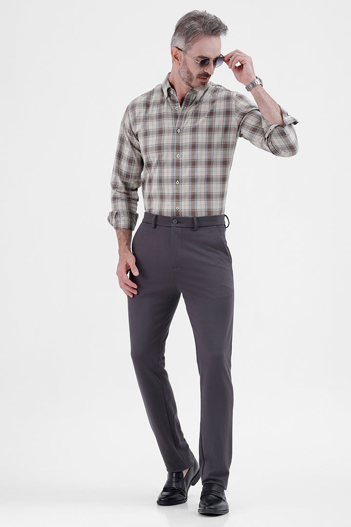BROWN COTTON CHECK SHIRT