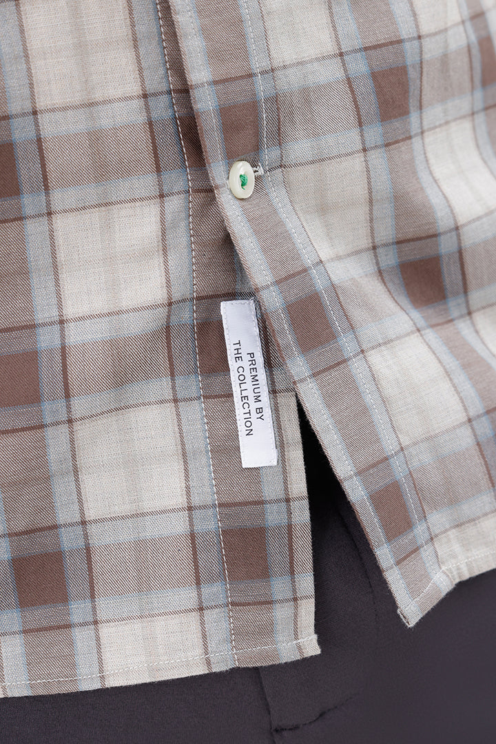 BROWN COTTON CHECK SHIRT