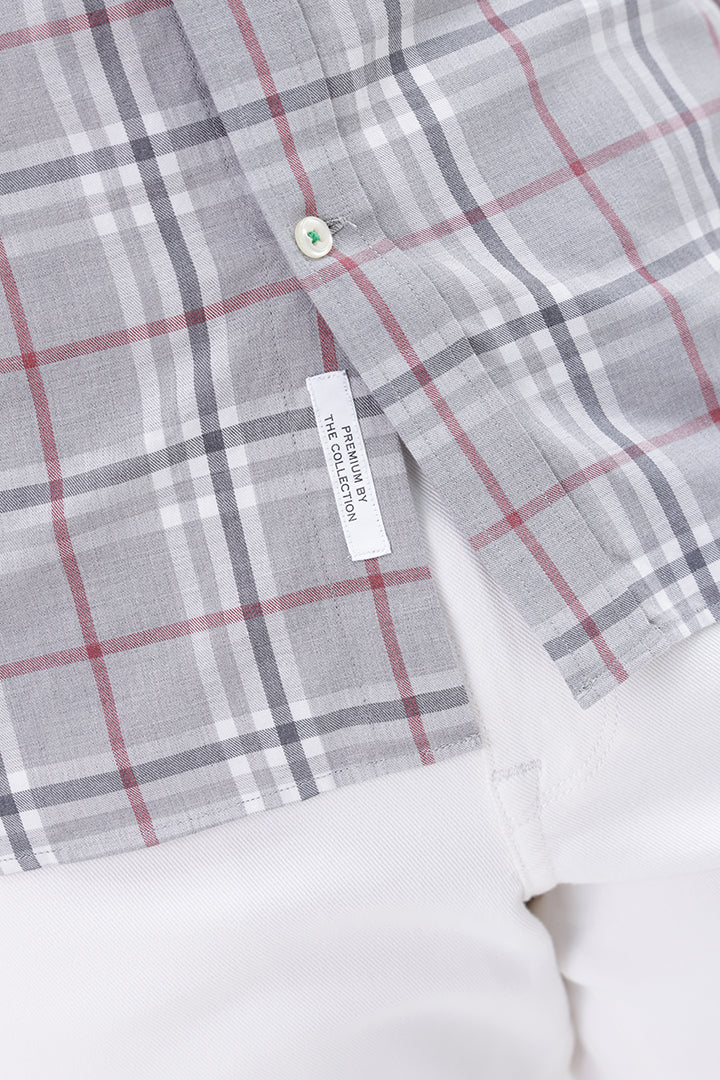 GREY MELANGE COTTON CHECK SHIRT