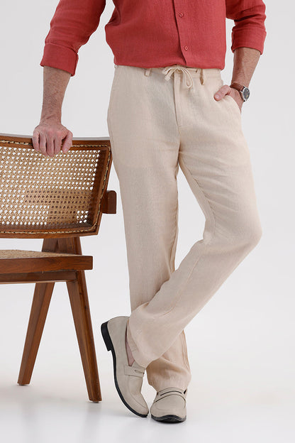 LIGHT BEIGE LINEN TROUSER
