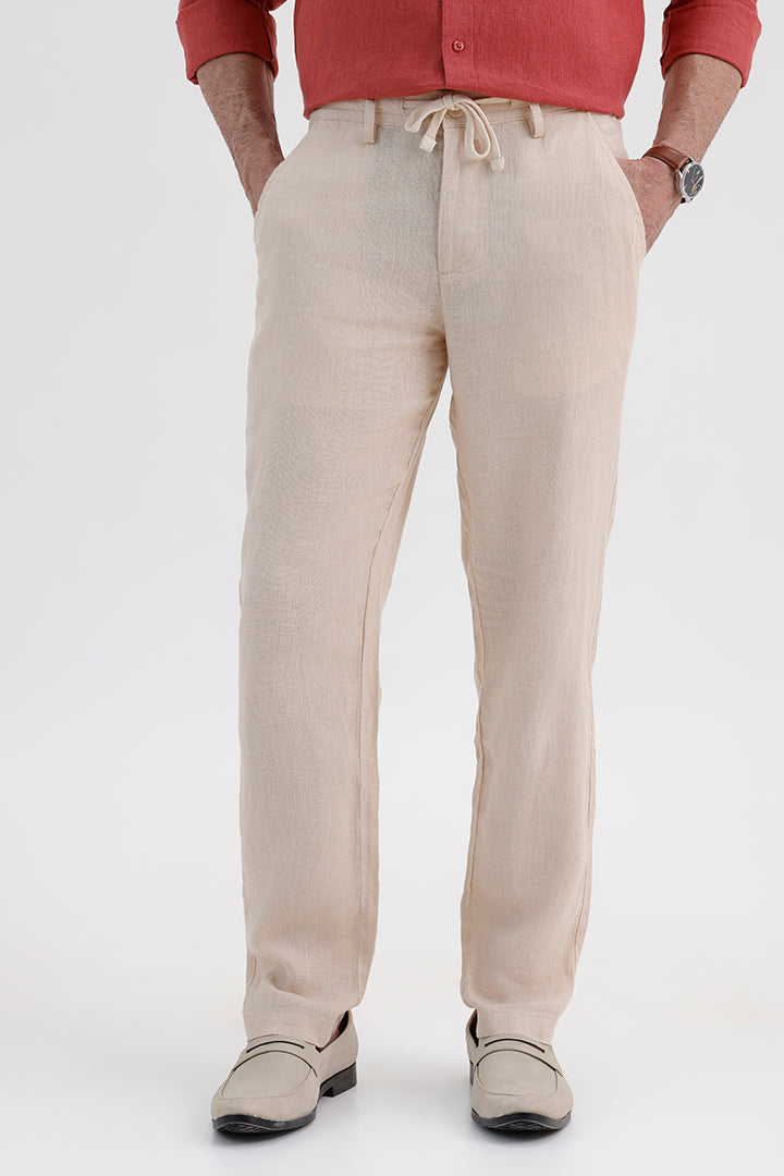 LIGHT BEIGE LINEN TROUSER