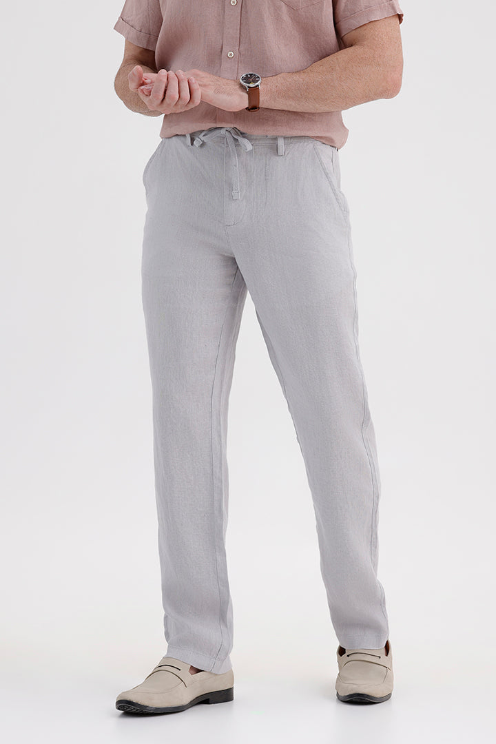 METALLIC GREY LINEN TROUSER