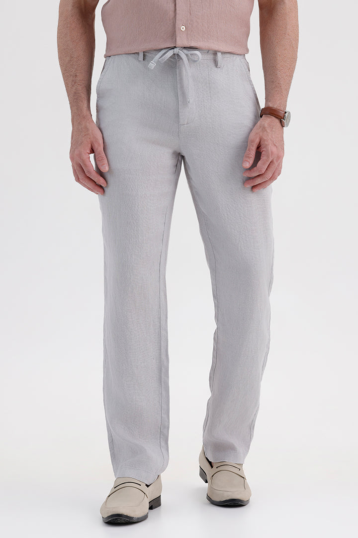 METALLIC GREY LINEN TROUSER