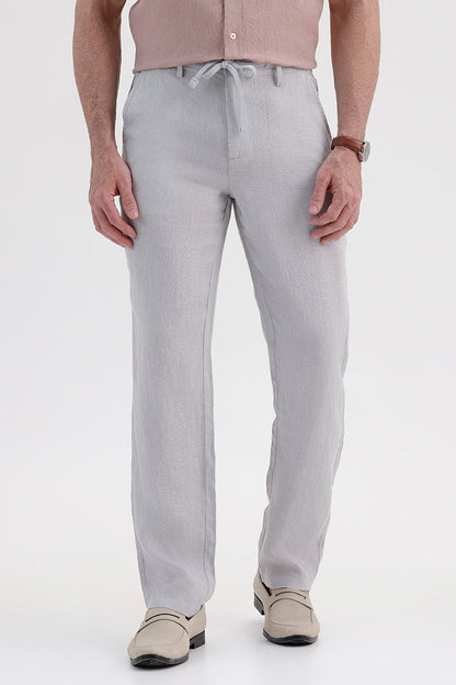 METALLIC GREY LINEN TROUSER