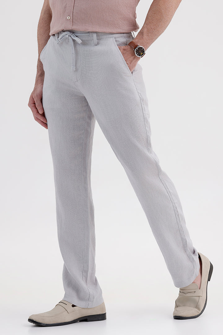 METALLIC GREY LINEN TROUSER