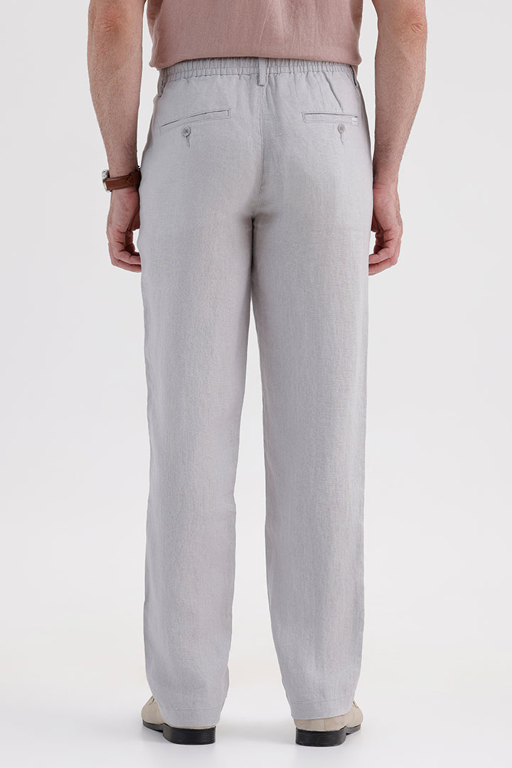 METALLIC GREY LINEN TROUSER