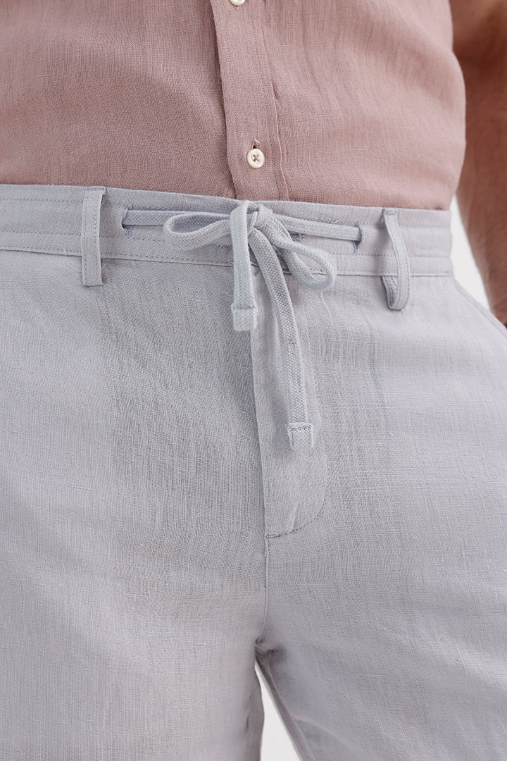 METALLIC GREY LINEN TROUSER