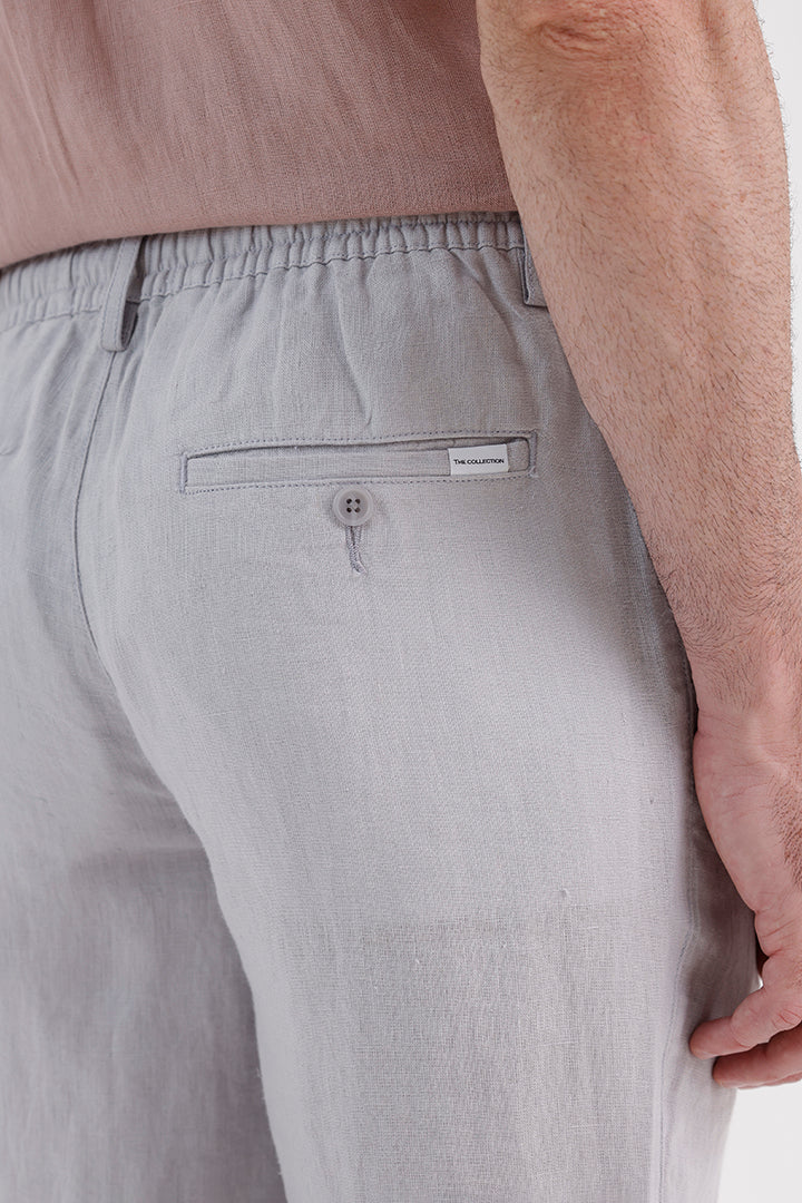 METALLIC GREY LINEN TROUSER