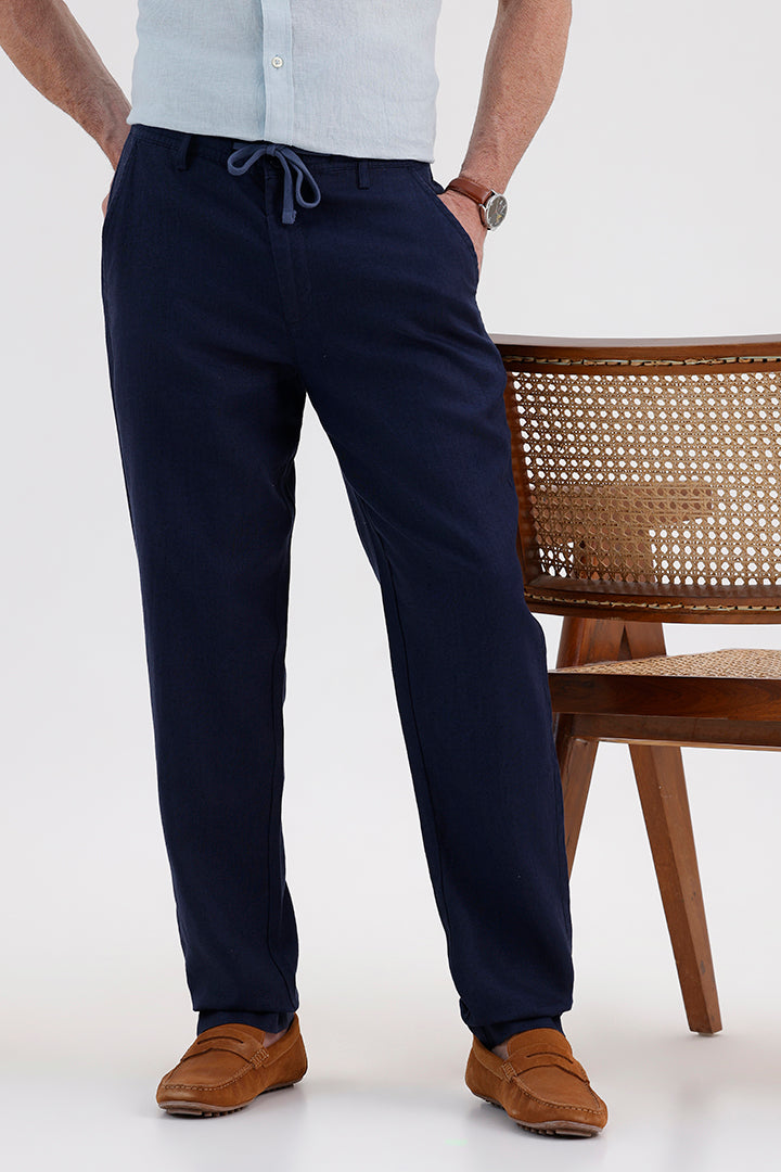 NAVY LINEN TROUSER