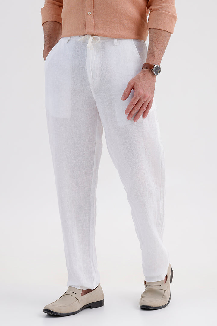 WHITE LINEN TROUSER