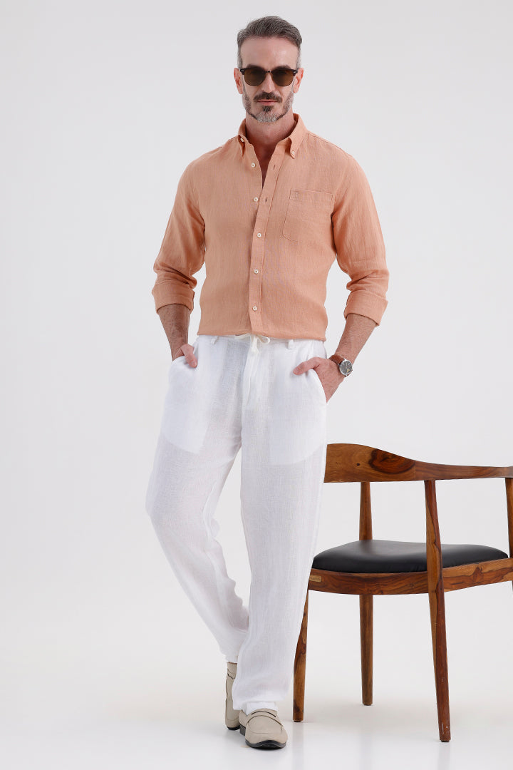 WHITE LINEN TROUSER