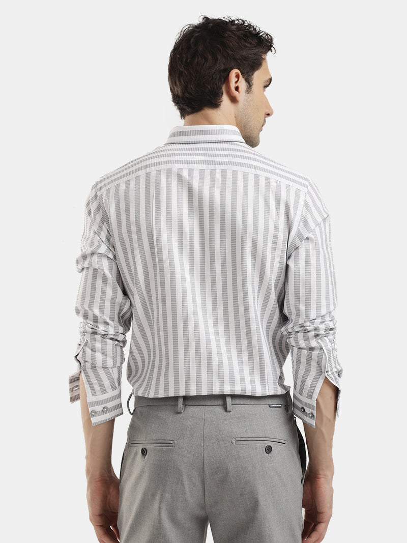 LIGHT OLIVE SLIM FIT STRIPED SHIRT