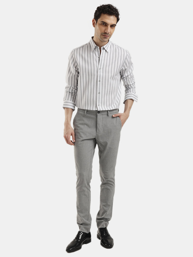 LIGHT OLIVE SLIM FIT STRIPED SHIRT