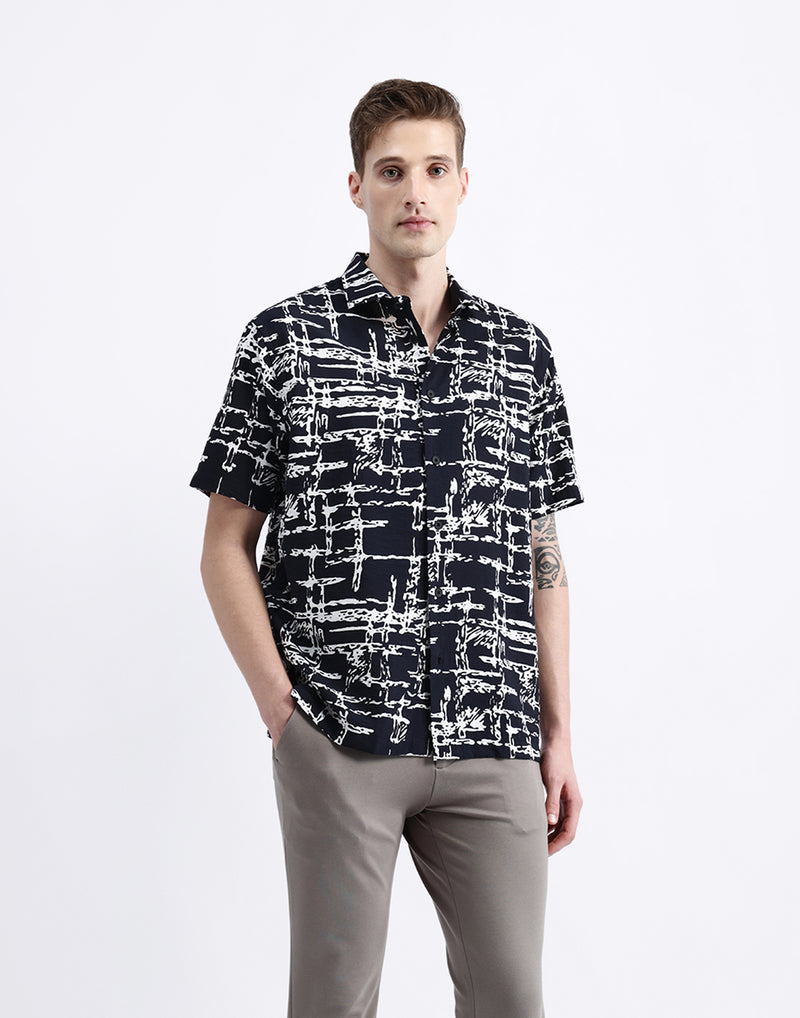 ABSTRACT PRINT HALF SLEEVE SHIRT