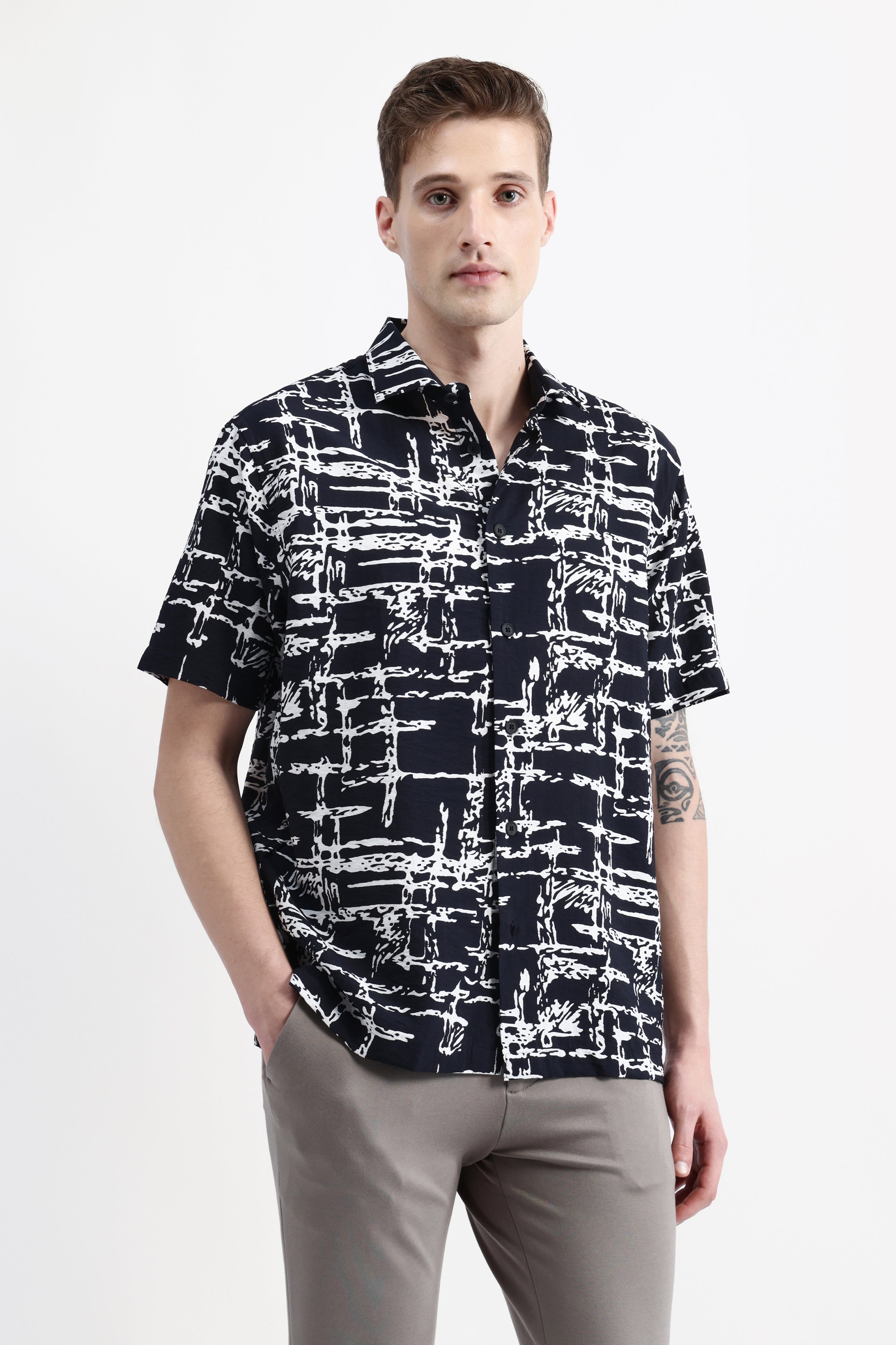 ABSTRACT PRINT HALF SLEEVE SHIRT