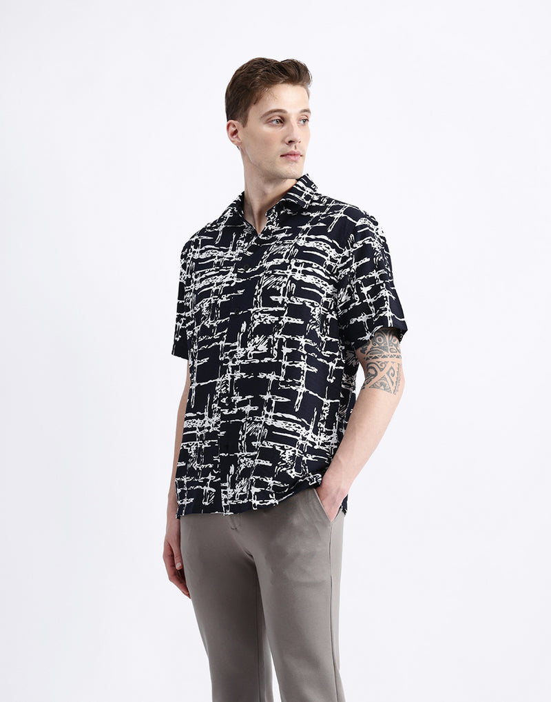 ABSTRACT PRINT HALF SLEEVE SHIRT