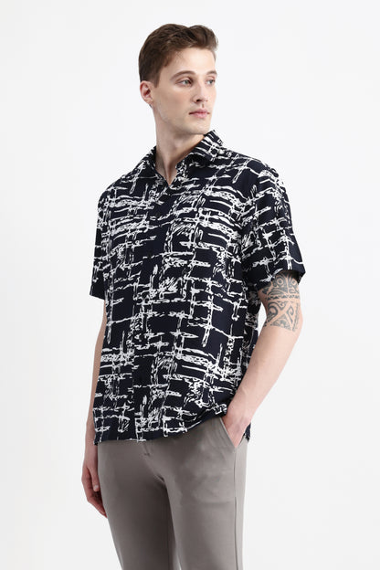 ABSTRACT PRINT HALF SLEEVE SHIRT