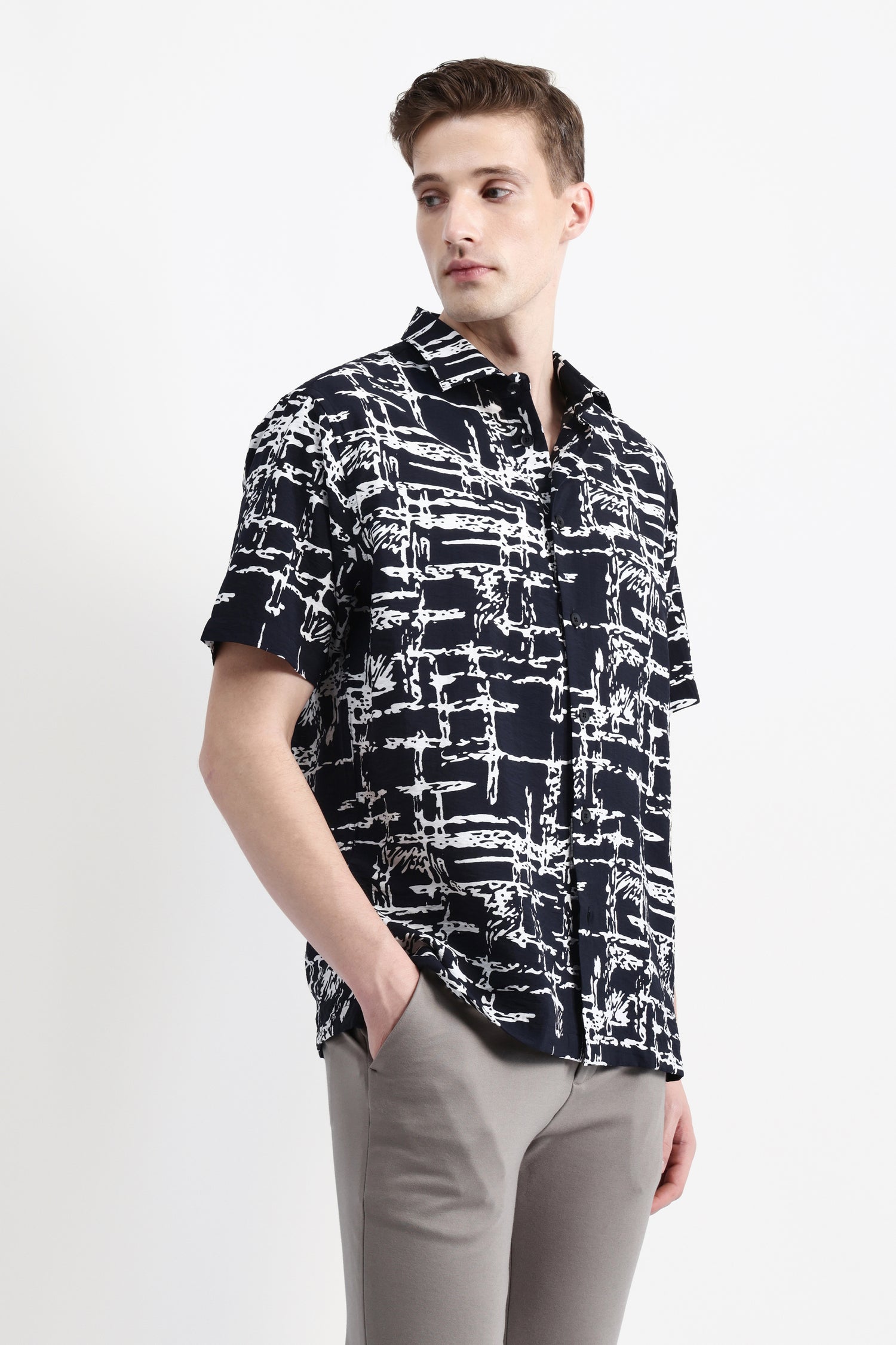 ABSTRACT PRINT HALF SLEEVE SHIRT