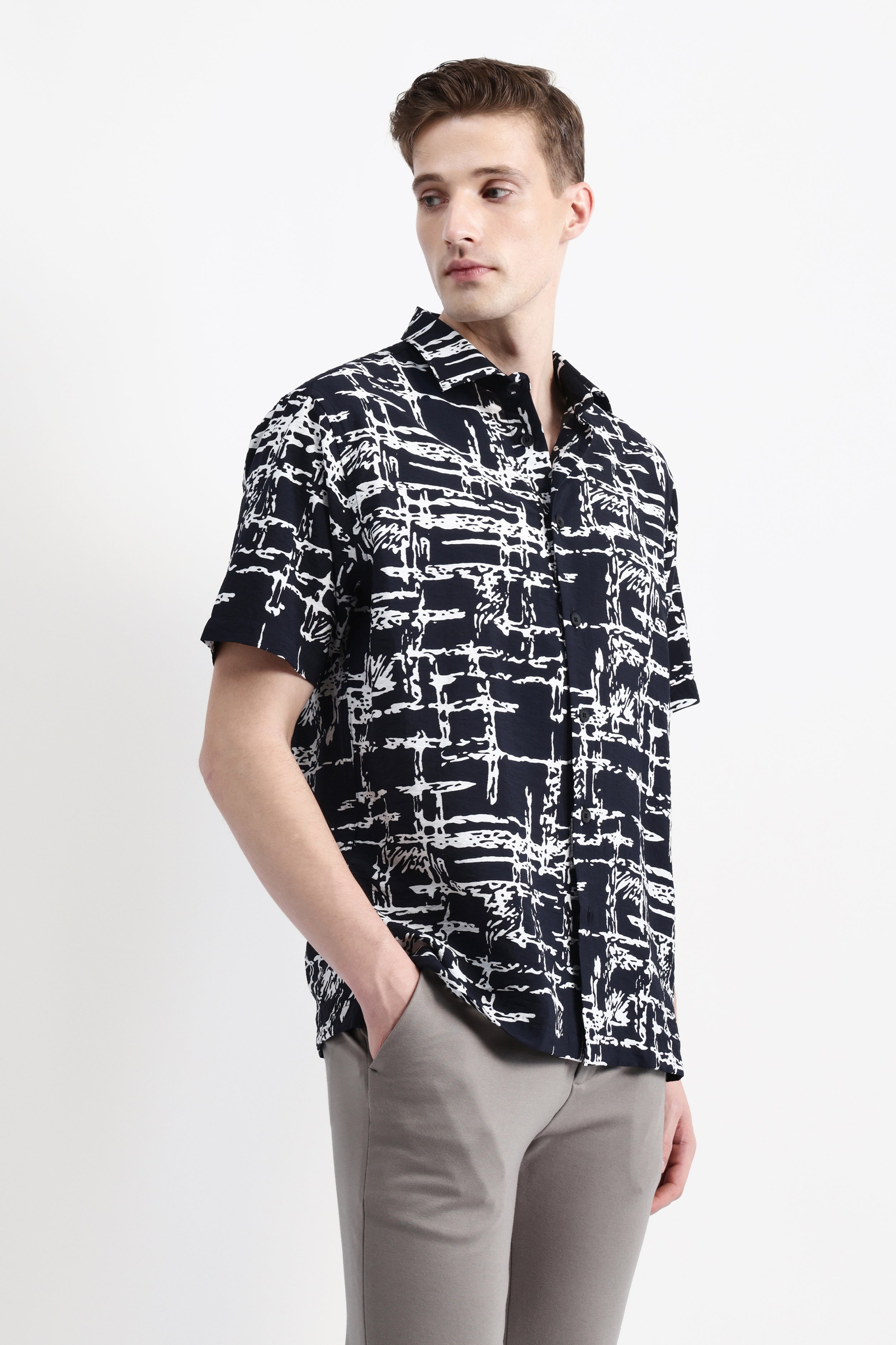 ABSTRACT PRINT HALF SLEEVE SHIRT