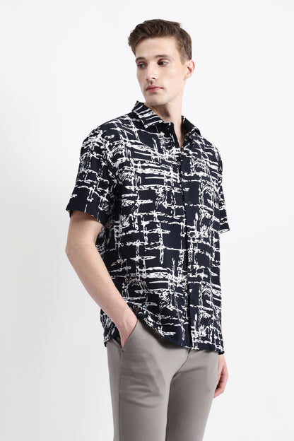 ABSTRACT PRINT HALF SLEEVE SHIRT