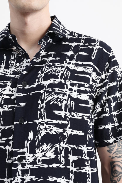 ABSTRACT PRINT HALF SLEEVE SHIRT