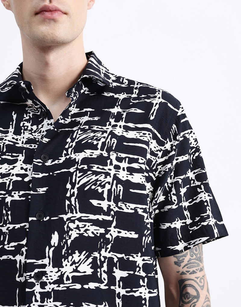 ABSTRACT PRINT HALF SLEEVE SHIRT