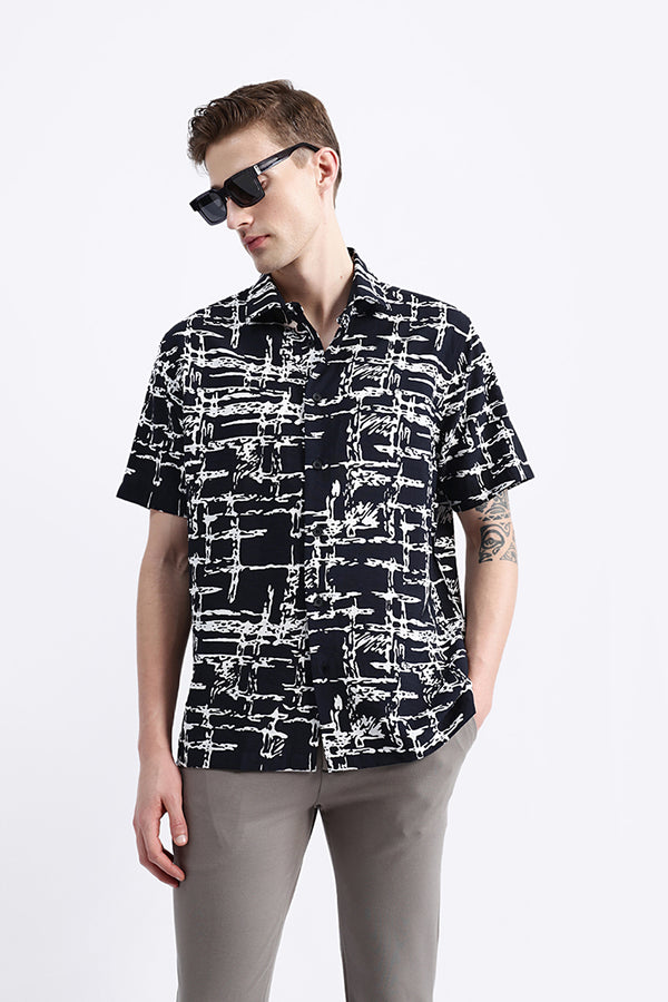 ABSTRACT PRINT HALF SLEEVE SHIRT