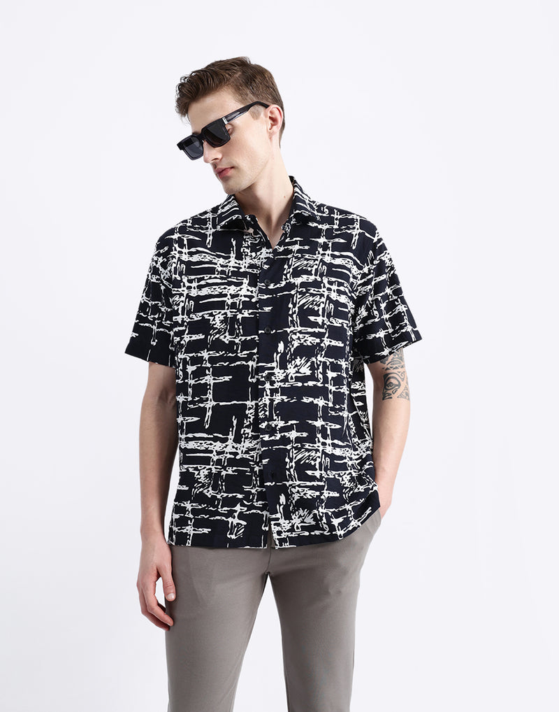 ABSTRACT PRINT HALF SLEEVE SHIRT